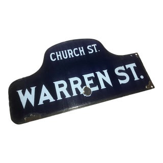 1910s New York City Street Sign: Warren St., Corner of Church St. For Sale