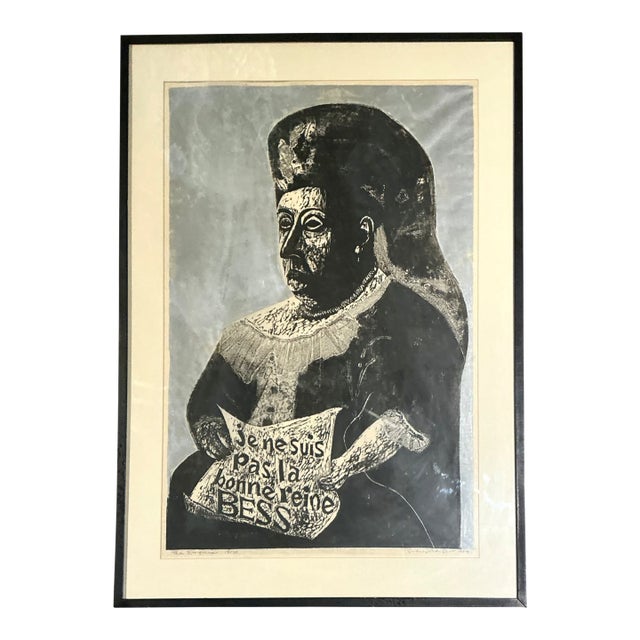Vintage Queen Victoria Abstract the Empress” Figurative Woodcut Print For Sale