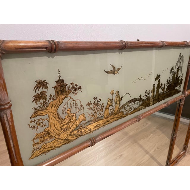 Mid-Century Asian Hand-Painted Mirror For Sale In New York - Image 6 of 13