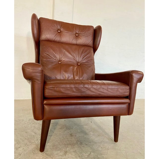 Vintage Danish Caramel Brown Leather Chair by Svend Skipper, 1964 For Sale - Image 14 of 17