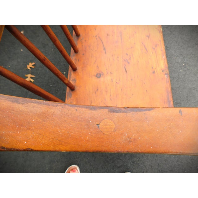 Almond Antique Early American Handmade Maple Settlers Bench For Sale - Image 8 of 12