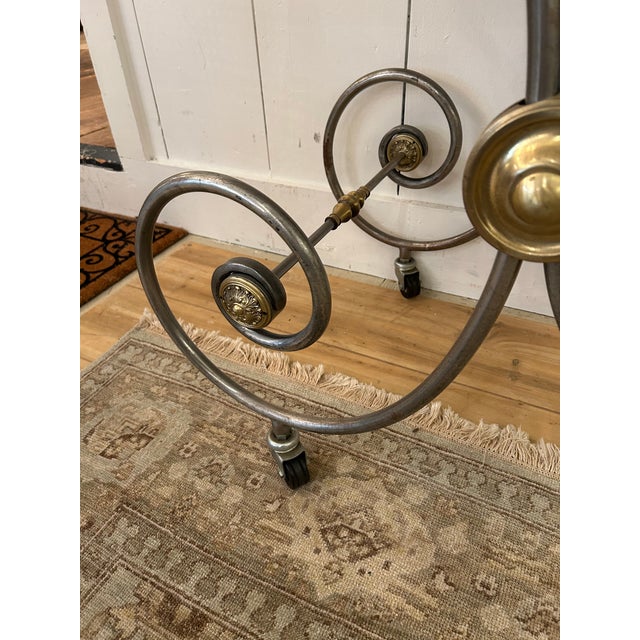 French Steel Brass and Marble French Style Patisserie Console Table For Sale - Image 3 of 10
