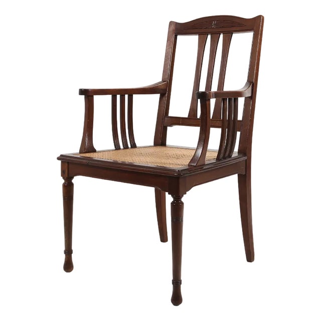 Brown Wooden Armchair, 1890s For Sale