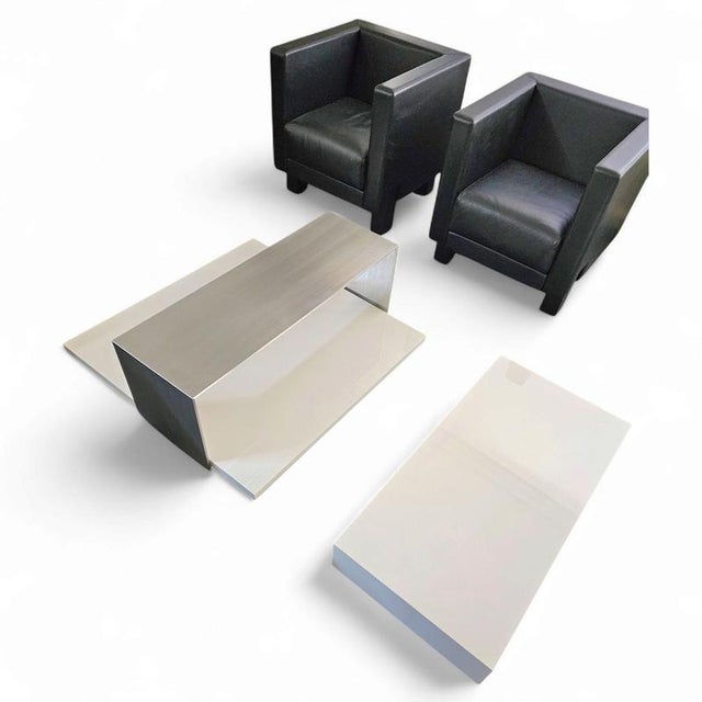 Moji Armchairs and 2-Seater Sofa in Black Leather by Shigeru Uchida for Poltrona Frau, Set of 5 For Sale - Image 13 of 18