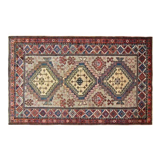 Antique Caucasian Kazak Oriental Rug in Small Size with Three Medallions For Sale