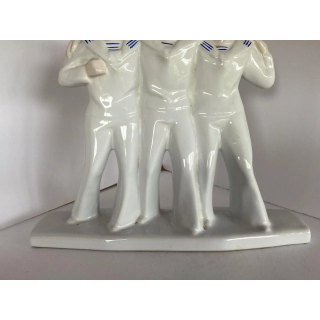 Art Deco 1930s Edouard Cazeaux French Art Deco Sailors on Leave Earthenware Ceramic Sculpture For Sale - Image 3 of 10