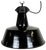 Industrial Black Enamel Factory Lamp with Cast Iron Top, 1960s For Sale