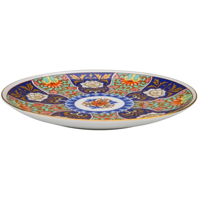 Vintage Gold Imari Plate With Floral Motif For Sale - Image 4 of 6