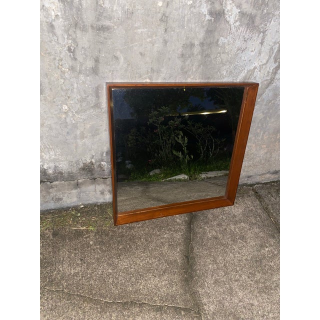 Wood Danish Modern Shadow Box Wall Mirror Teak by Pedersen & Hansen. For Sale - Image 7 of 12