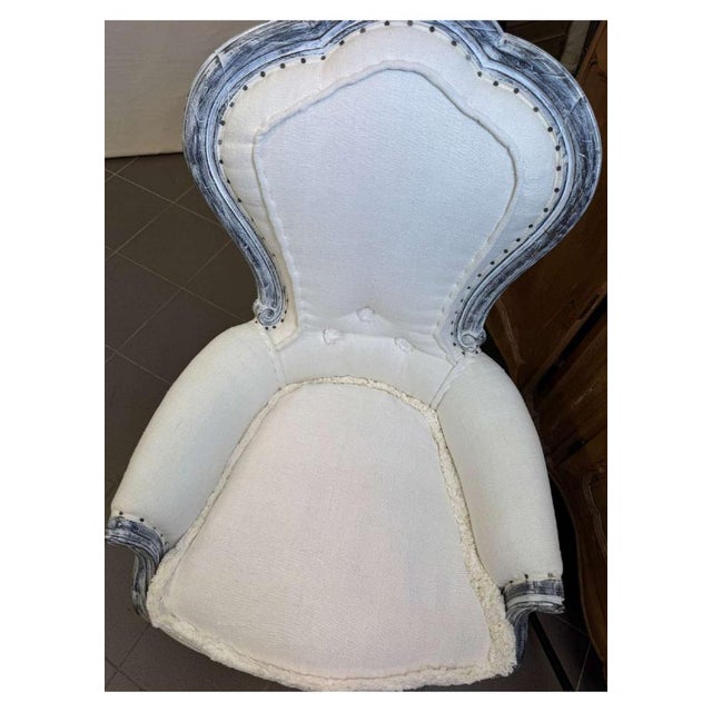 White Vintage Armchair, 1980 For Sale - Image 8 of 14