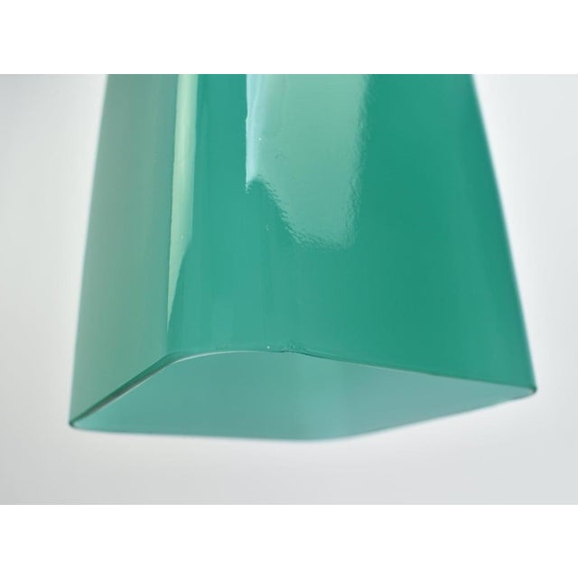 Vintage Large Mid Century Modern Murano Glass Pendant Light Gino Vistosi | Teal Green Rectangular Tube Vintage Retro | Venini Massimo Vignelli 1950s For Sale - Image 11 of 12