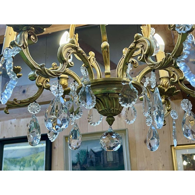 Bronze Chandelier with 6 Lights For Sale - Image 3 of 4