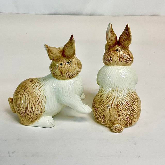 1980s Vintage Hollywood Regency Brown-Eyed Bunny Salt and Pepper Shakers - A Pair, Fitz & Floyd For Sale - Image 11 of 15