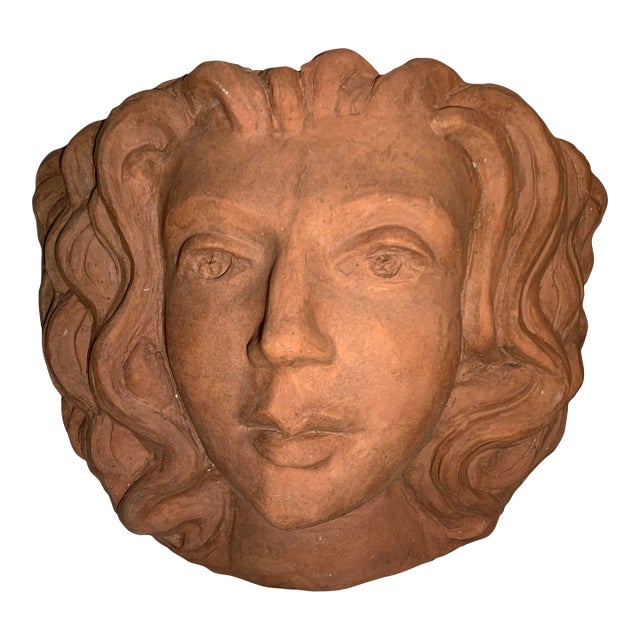 Vintage Terra Cotta Planter of a Lady by Scargo Pottery For Sale