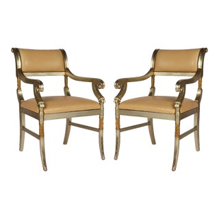 Late 20th Century Pair of Warm Silver Leaf Chairs