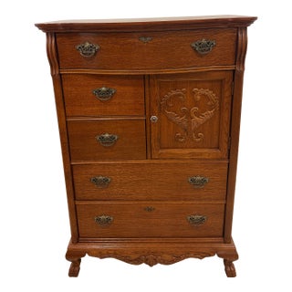 1980s Lexington Furniture Victorian Sampler Tall Dresser For Sale