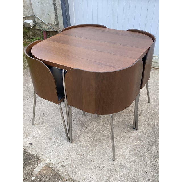 Metal Sam Teak Table and Chairs by Sandra Kragnert for Ikea, Sweden, 1990s, Set of 5 For Sale - Image 7 of 18