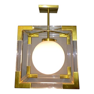 Jonathan Adler Jacques Brass & Lucite Pendant For Sale