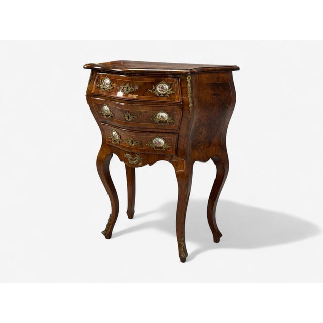 French Louis XV Style, Small Bombay Chest, Walnut, Porcelain, Bronze, Austria, 19th C. For Sale - Image 3 of 15