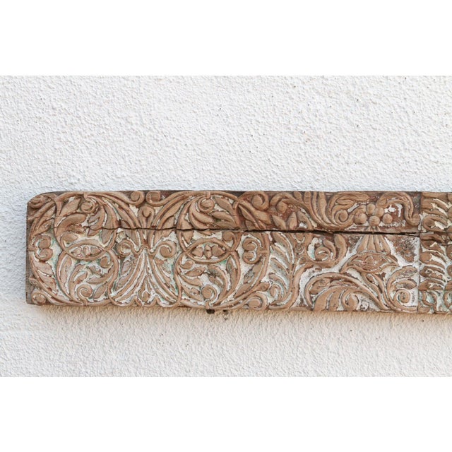 19th Century Whitewashed Floral Scrolled Indian Carving For Sale - Image 5 of 7