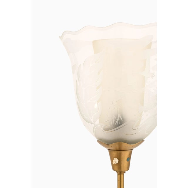Floor Lamp in Brass and Double Glass Shades by Bo Notini, 1940s For Sale - Image 4 of 9