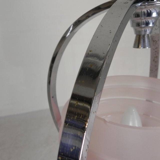 Art Deco Pendant Lamp with Glass Shade and Chrome Frame, 1930s For Sale - Image 14 of 18