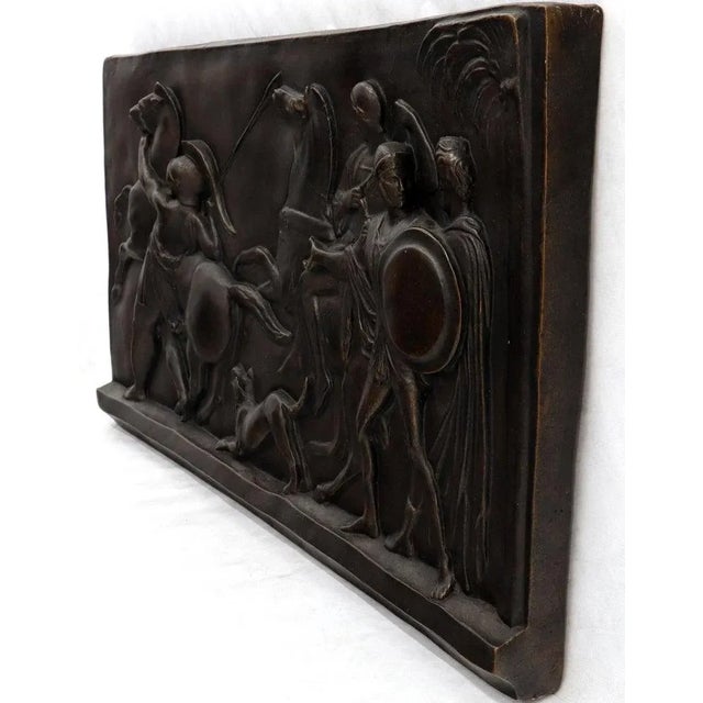 Large Roman or Greek Battle Scene Heavy Fiberglass Plaque Bronze Patina For Sale - Image 6 of 10