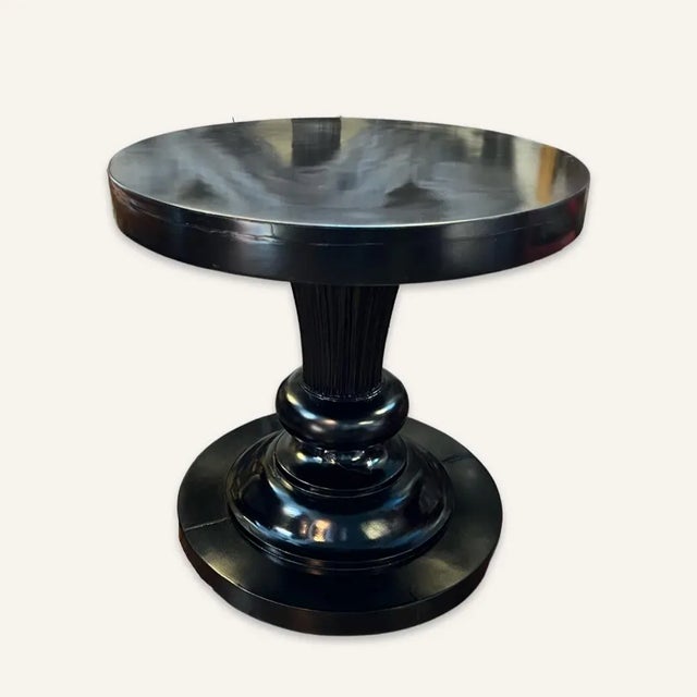 One pair of Black Lacquer Dorothy Draper End Tables manufactured exclusively for The Greenbrier Hotel in White Sulphur...