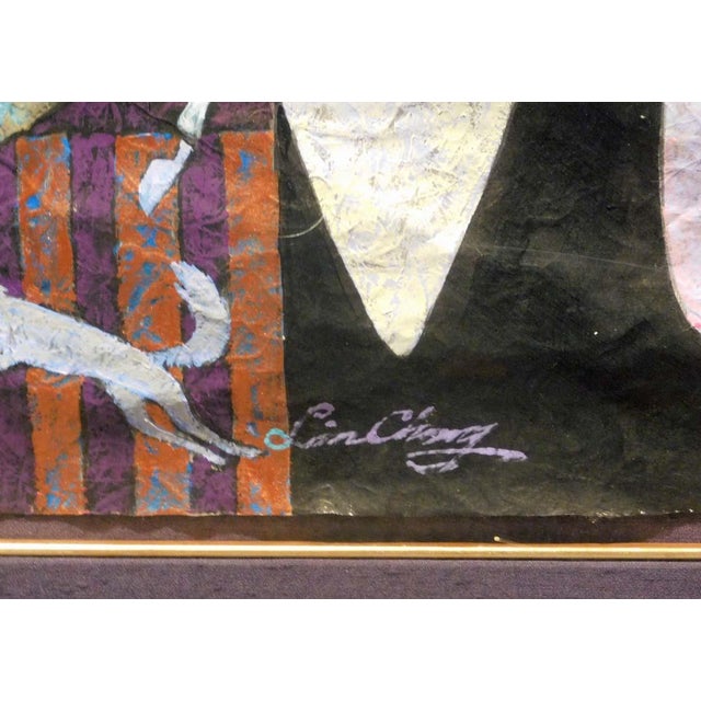 Lin Chong "untitledOriginal Acrylic Painting on Paper Hand Signed For Sale - Image 10 of 10