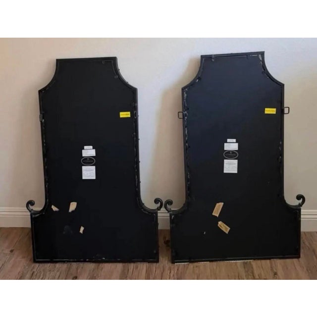 Pair of Uttermost Faux Bamboo Pagoda Wall Mirrors | Hollywood Regency Chinoiserie For Sale In Los Angeles - Image 6 of 7
