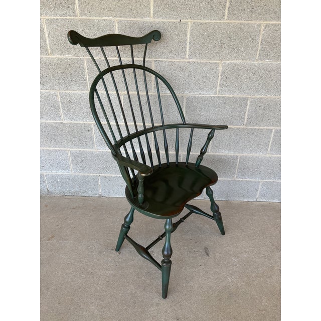 Description: Nichols & Stone Olive Green Comb Back Arm Chair. High Quality Craftsmanship, In Very Good to Excellent...