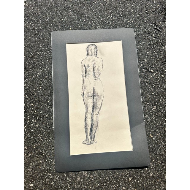 Art Nouveau Charcoal Drawing of a Nude Woman For Sale - Image 3 of 4