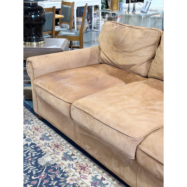 Animal Skin Restoration Hardware Lancaster Luxe Extra-Deep Tan Leather Three-Seat Sofa For Sale - Image 7 of 11