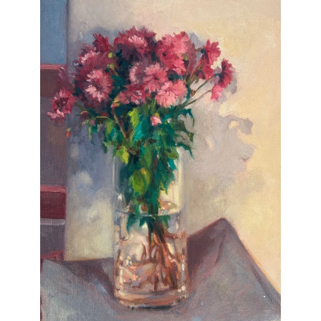 Impressionist Late 20th Century Flower Vase Painting Signed by Artist For Sale - Image 3 of 4