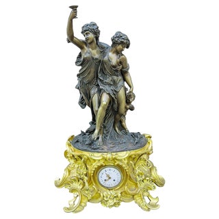 Large Bronze Clock by Clodion, 19th Century For Sale