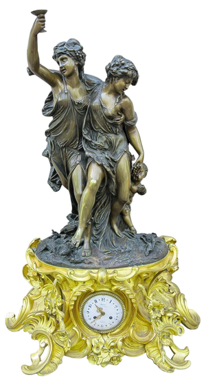 Large Bronze Clock by Clodion, 19th Century