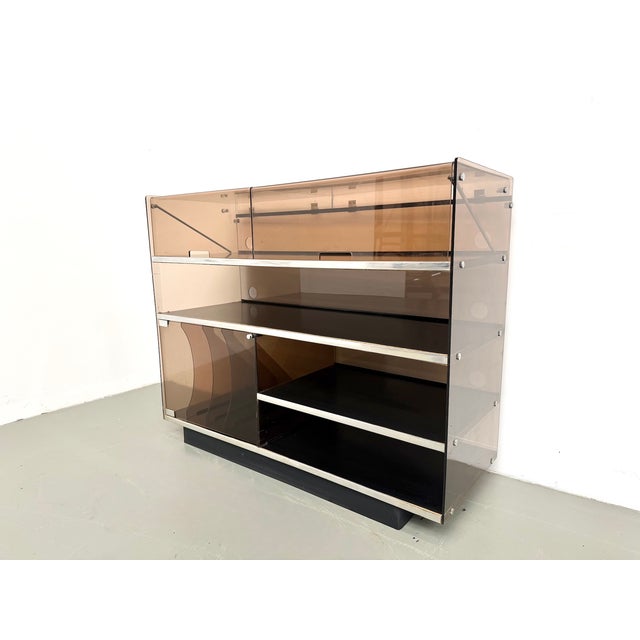 Smoked Acrylic Glass and Aluminum Hi-Fi Cabinet by Eric Maville, France, 1970s For Sale - Image 10 of 18