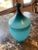 Glass Vase in two-tones of Blue. Ball-top lid in dark blue. Frosted glass interior.