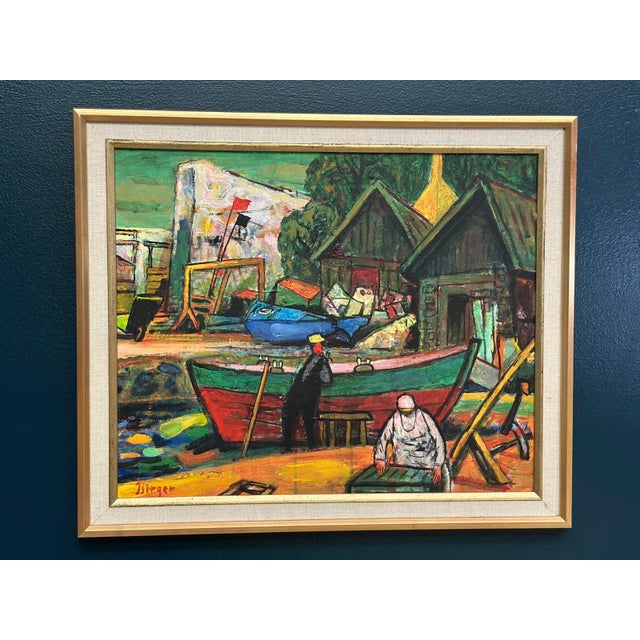 Birger E. Son Birger, Harbour, 1960s, Oil on Panel, Framed For Sale - Image 12 of 18