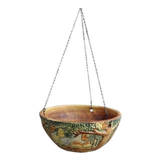 Weller Arts & Crafts Forest Woodcraft Pottery Hanging Planter C1920 For Sale