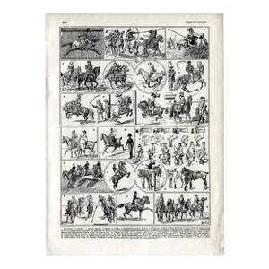 “Equitation - Antiquité” - Giclee Print of a Sporty Antique French Encyclopedia Page Illustrated by Louis Charles Bombled -