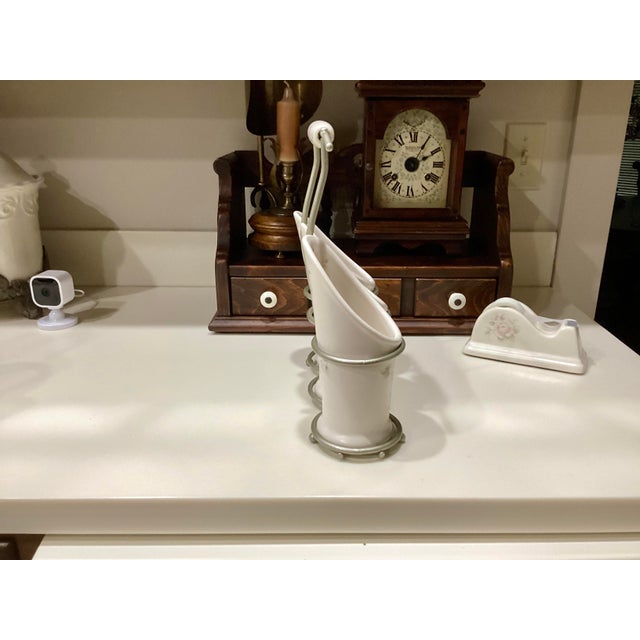 1980s Rare Pfaltzgraff Tea Rose Flatware Caddy Silverware Utensil Holder With Stand. Harder to Find Caddy. For Sale - Image 4 of 11