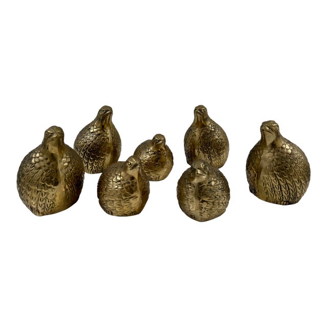 Set of 7 Japanese Bronze Quail Sculptures For Sale
