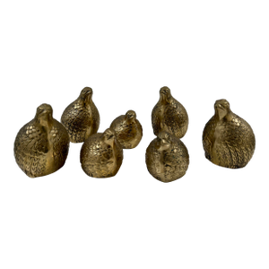 Set of 7 Japanese Bronze Quail Sculptures