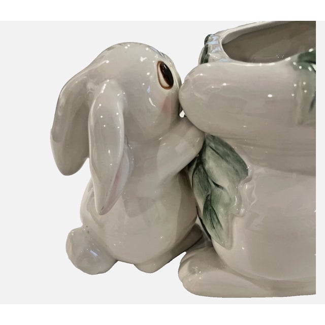 Easter Cookie Jar - Fitz & Floyd "Bunny Blooms" Retired Ceramic Cookie Jar, 2003 For Sale - Image 9 of 11
