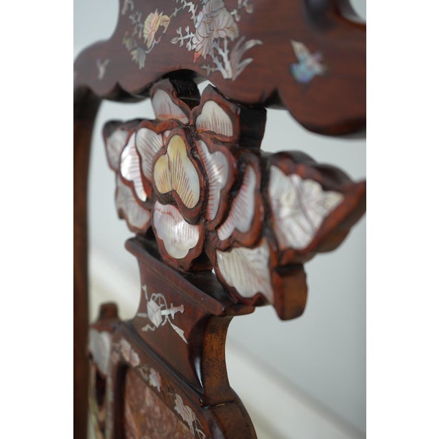 Pair of Vietnamese Mother of Pearl Inlaid Occasional Side Chairs For Sale - Image 16 of 18