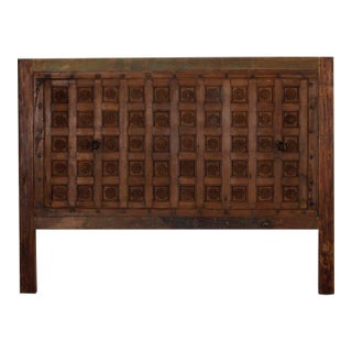 Indian Teakwood King Headboard Constructed From Antique Elements For Sale