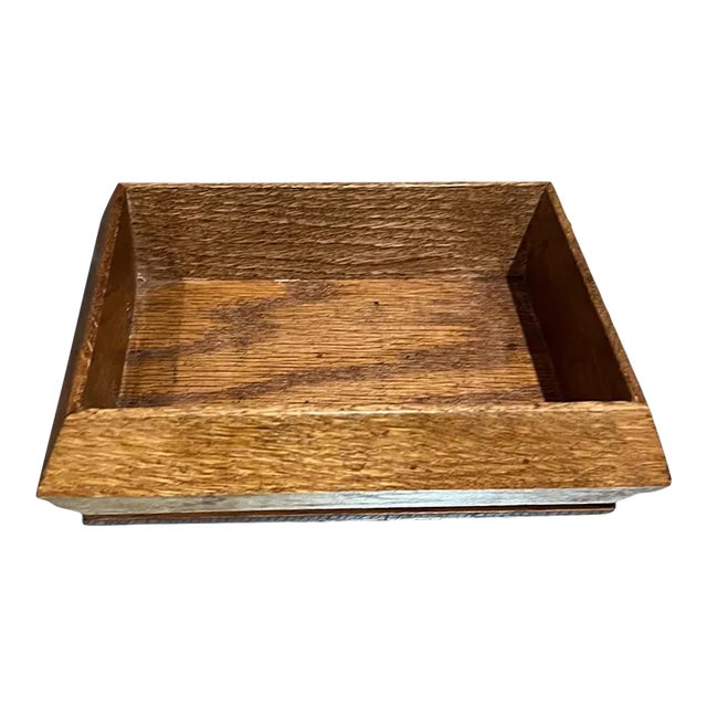 1970s Oak Wood Open Box Catchall Tray For Sale