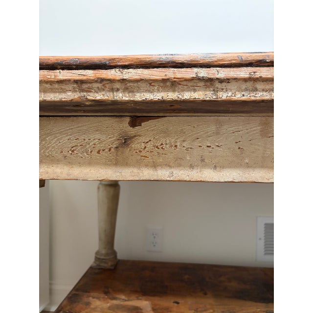Antique Rustic 9-Ft General Store Kitchen Island / Sideboard Table With Original Paint For Sale - Image 14 of 18