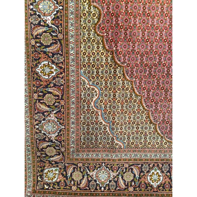 Antique Persian Tabriz Mahi Rug, Hand-Knotted Wool & Silk, Herati Geometric Pattern, Pomegranate Red & Tan, 7x10 For Sale - Image 16 of 18
